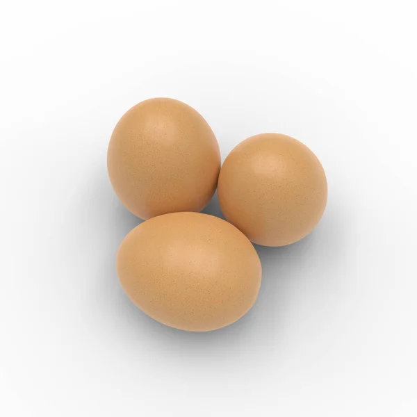 高分辨率3D 渲染三鸡蛋在白色分离 — 图库照片