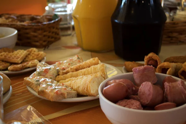 Ένα Τραπέζι Γεμάτο Νόστιμο Φαγητό Στη Serra Gacha Γνωστό Cafe — Φωτογραφία Αρχείου