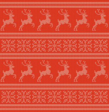 Kış tatil örme desen kar taneleri ve reindeers ile