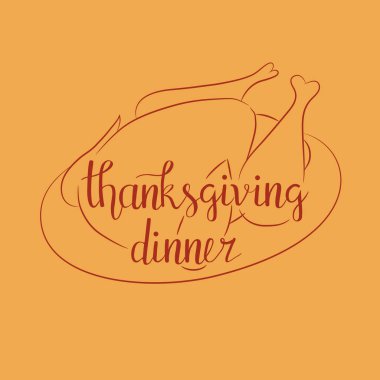 Elle çizilmiş tipografi poster yazı Şükran günü yemeği