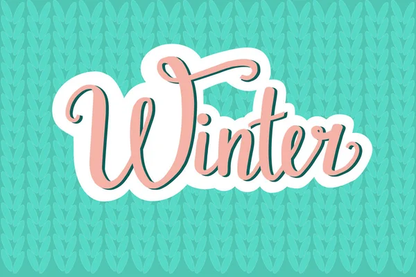 Hand Drawn Winter Vector Illustration Lettering Composition Blue Background Happy — Stock Vector