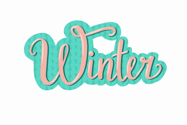 Ilustración Vectorial Invierno Dibujada Mano Con Composición Letras Fondo Azul — Vector de stock