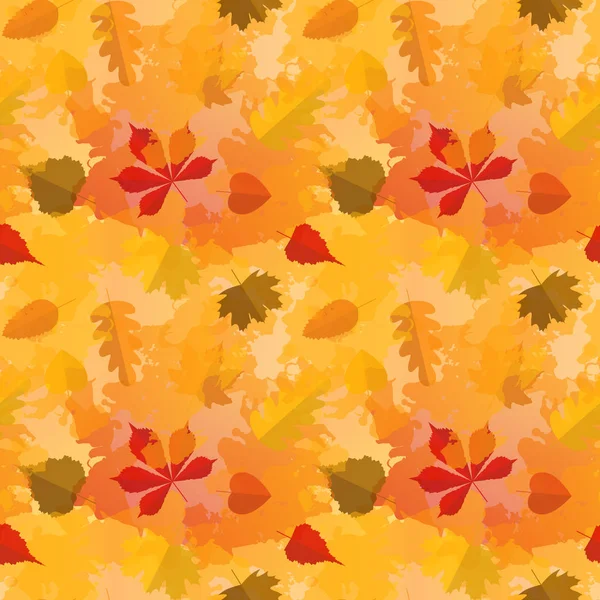 Autumn Seamless Pattern Colorful Leaves Flat Style Vector Illustration Fabric — Stock Vector