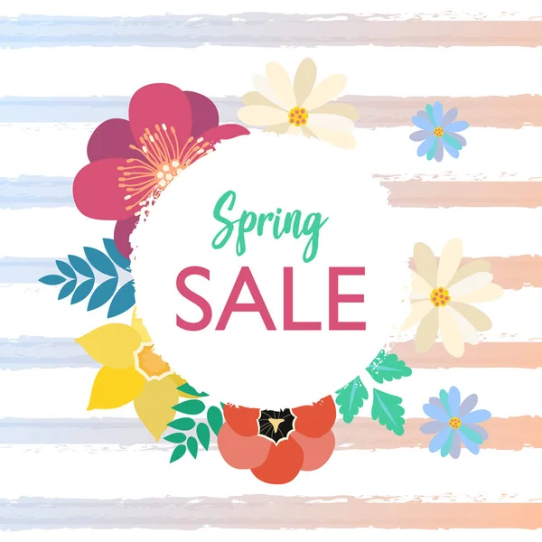 Plakat Typografia wiosna ładny kolorowy kwiaty w płaski — Wektor stockowy