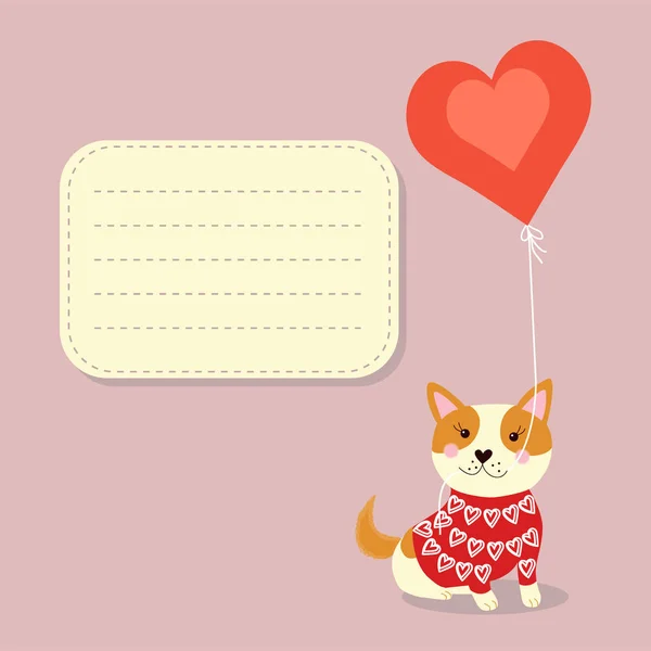 Dibujado Mano Love You Tipografía Letrero Con Lindo Cachorro Perro — Vector de stock