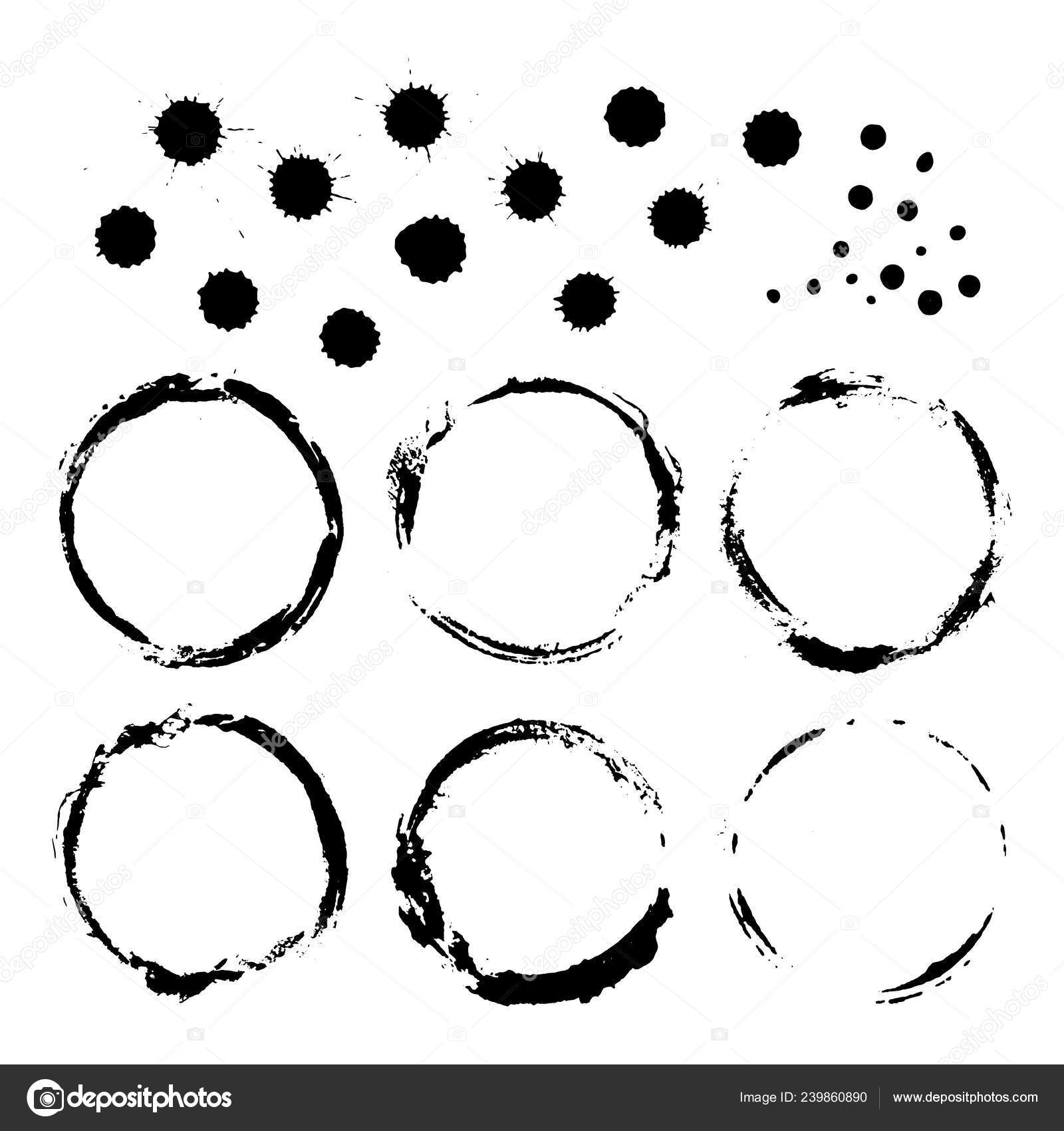Ink Black Circle Splash Collection Set Vector Hand Drawn Abstract Stock Vector C Illustraterita 239860890