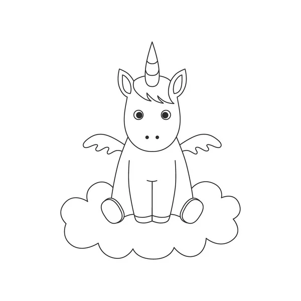 Cute cartoon unicorn. Black and white vector illustration for coloring book. — Stock Vector