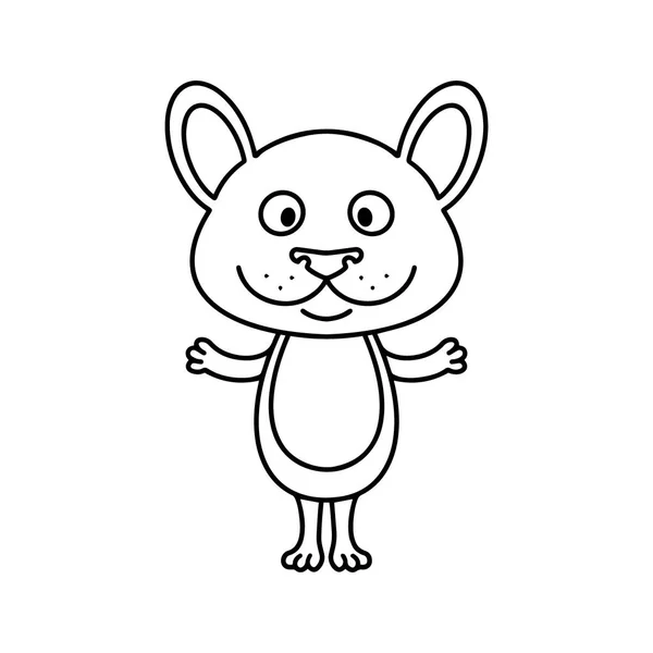 かわいいマウス、漫画線形アート動物スケッチ。子供のぬりえ帳テンプレート白い背景の上の小さな笑顔マウス、黒のアウトライン スタイルのベクトル イラスト分離. — ストックベクタ