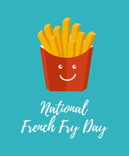Illustrazione vettoriale per la Giornata nazionale delle patatine fritte. Bandiera alimentare, poster, design della carta. USA americano tradizionale vacanza sfondo — Vettoriale Stock