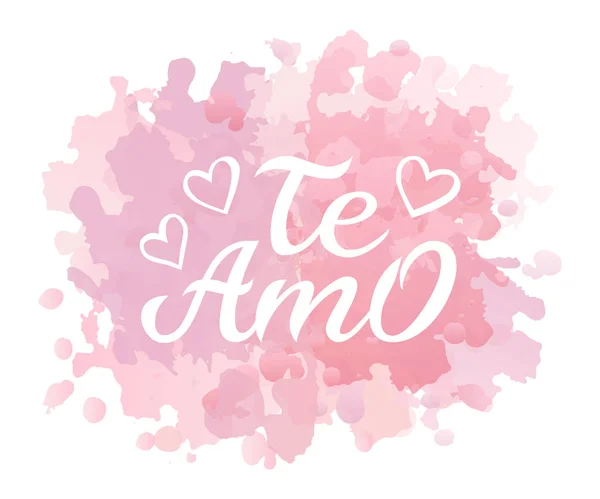 Handgezeichnete Typografie Schriftzug te amo. te amo - ich liebe dich in spanischer, romantischer Dekoration. Vektor valentines day card, poster, t-shirt print hintergrund — Stockvektor