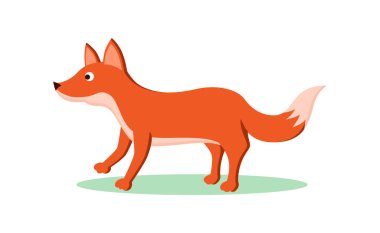 Tricky fox düz çizgi film karakteri. Orman hayvan personage, beyaz izole.