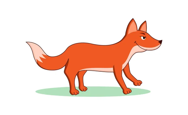 Tricky Fox platt seriefiguren. Skogs djurs personlighet, isolerad på vitt. — Stock vektor