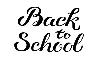 Geri okul posteri siyah ve beyaz vektör el çizilmiş harf vektör illüstrasyon