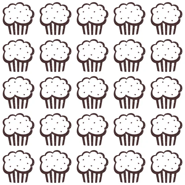 Patrón sin costuras con cupcakes. Ilustración vectorial, diseño plano . — Vector de stock