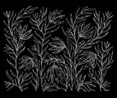 Güzel tek renkli çiçekler ayarlayın. Vektör çizim.