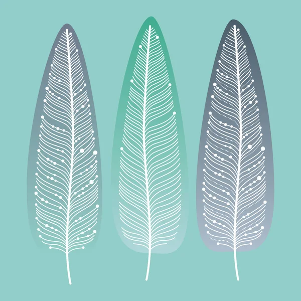 Hand drawn feathers set. olorful Vector illustration.