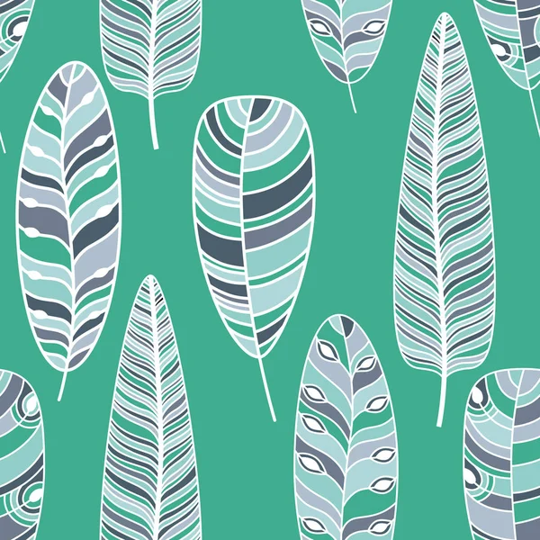 Hand Drawn Feathers Set Nice Vector Seamless Pattern Stock Vector