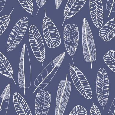 Elle çizilmiş tüyler küme. Güzel vektör Seamless modeli.