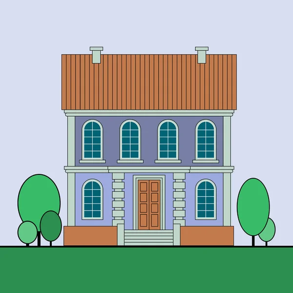 Красивый Красочный Дом Векторная Иллюстрация Плоского Стиля — стоковый вектор