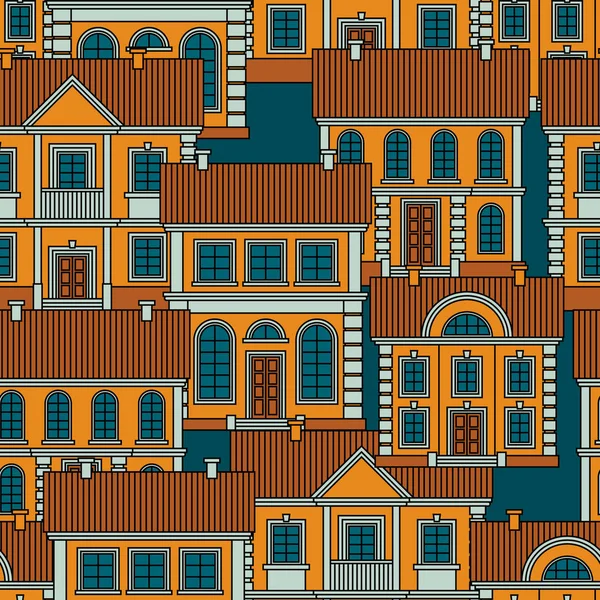Set of Colorful houses. Flat style Vector Seamless Pattern.