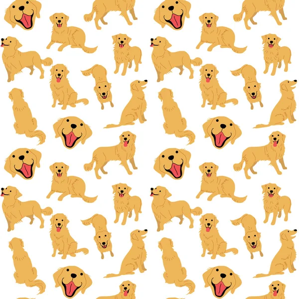 Golden Retriever Pattern Dog Poses Dog Breed — Stock Vector