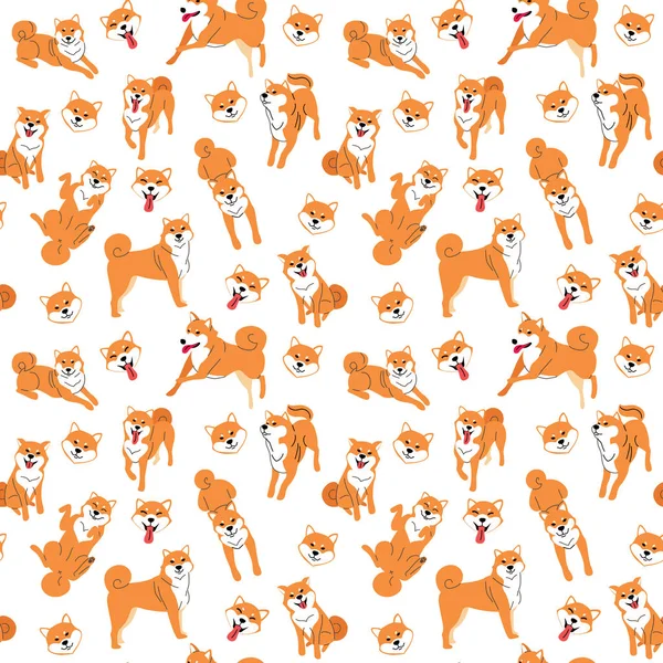 Shiba Inu desen, köpek, köpek doğurmak, seamless modeli poz veriyor