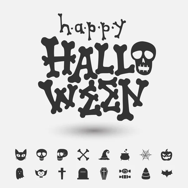 Happy Halloween Karty Napis Halloween Ikony — Wektor stockowy