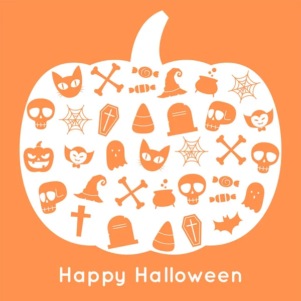 Feliz Tarjeta Halloween Iconos Halloween — Vector de stock