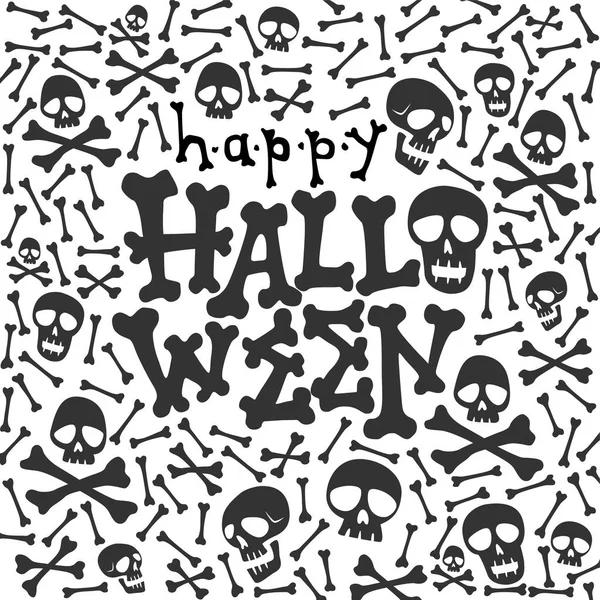 Happy Halloween Card Halloween Lettering Skull Background — стоковый вектор