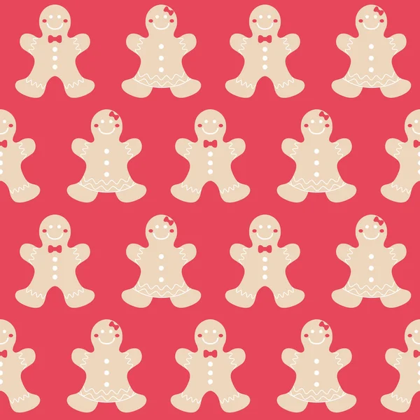圣诞节快乐无缝的样式背景 姜饼样式 愉快的假日例证 — 图库矢量图片