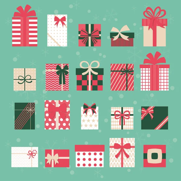 Christmas Gift Set Gift Box Holiday Illustration — Stock Vector