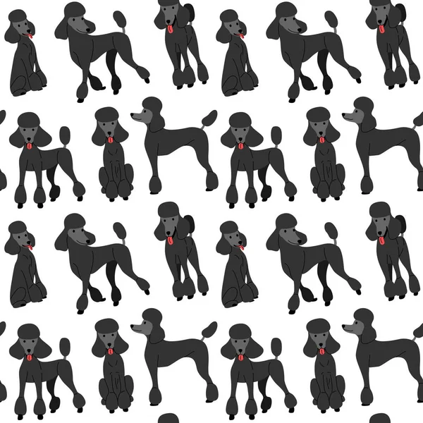 Black poodle in action,seamless pattern — Stock Vector