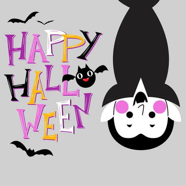 Feliz tarjeta de felicitación de Halloween con carácter lindo — Archivo Imágenes Vectoriales