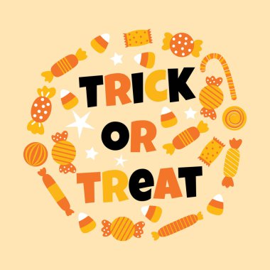 mutlu cadılar bayramı tatlı şeker illüstrasyon