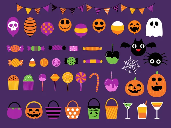 Veselý Halloween večírek s sladkostmi — Stockový vektor