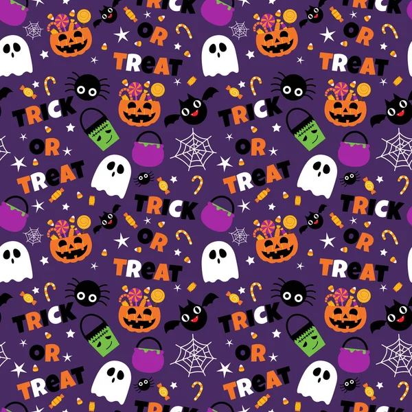 Joyeux Halloween motif sans couture ensemble de fond — Image vectorielle