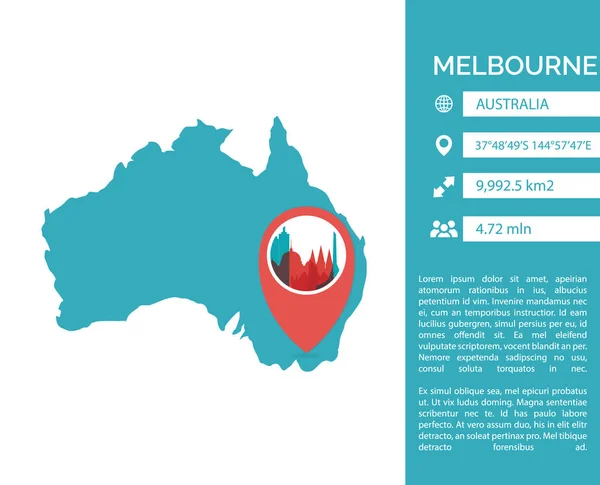 Melbourne Karte Infografik Vektor isolierte Illustration — Stockvektor