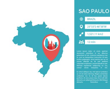 Sao Paulo harita Infographic izole illüstrasyon vektör