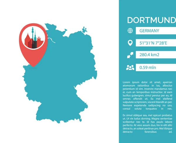 Dortmund map infografischer Vektor isolierte Abbildung — Stockvektor