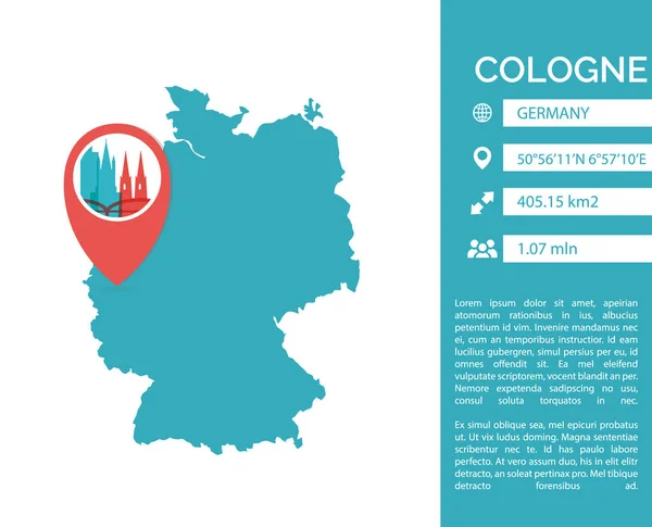 Köln Térkép infographic elszigetelt illusztráció vektor — Stock Vector