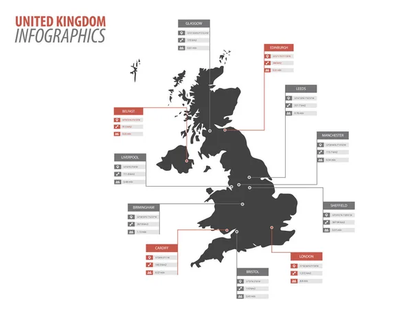 Reino Unido Reino Unido Gran Bretaña Mapa Forma Vector Población — Archivo Imágenes Vectoriales
