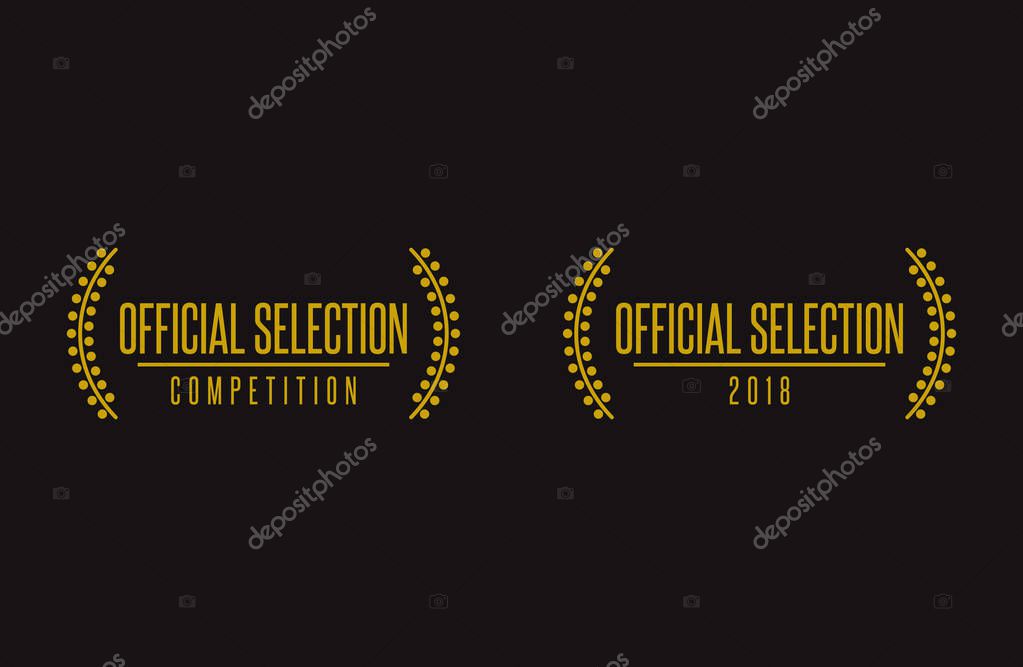 Official selection best movie nomination prize winner on film festival 2018 nomination winner black gold vector icon set