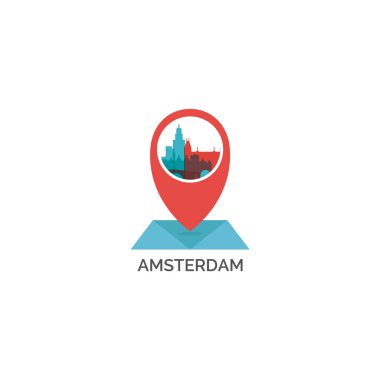 Hollanda Amsterdam harita PIN vektör simgesi