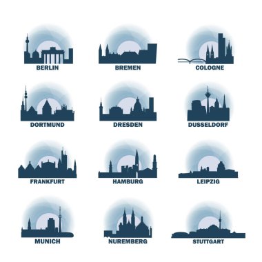 Manzarası vektör logo paketi Almanya şehirler Icons set