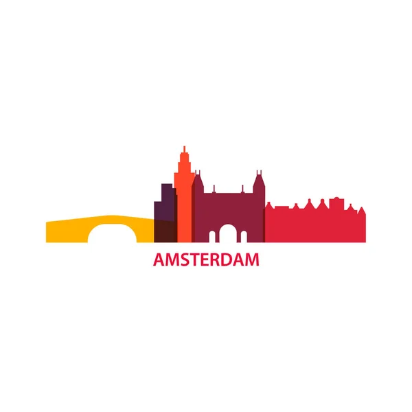 Holanda Amsterdam skyline vector ilustración — Vector de stock