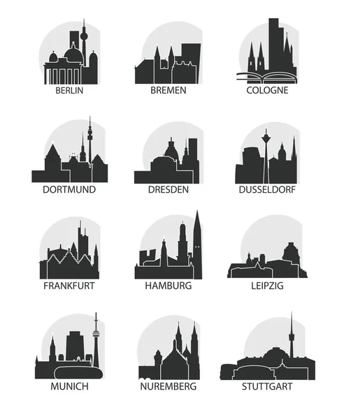 Ikony miasta Niemcy ustawić pakiet logo wektorowe skyline — Wektor stockowy