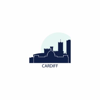 İngiltere'de Cardiff manzarası siluet vektör çizim