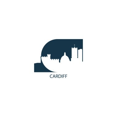 İngiltere'de Cardiff manzarası siluet vektör çizim
