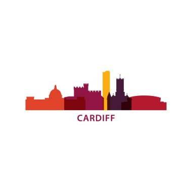 İngiltere'de Cardiff manzarası siluet vektör çizim