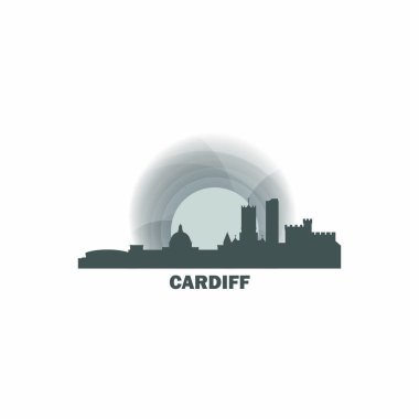 İngiltere'de Cardiff manzarası siluet vektör çizim